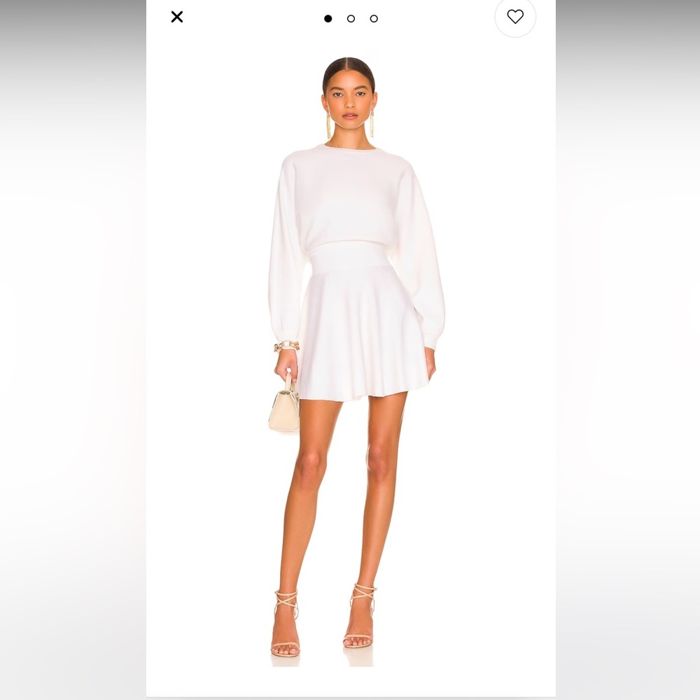 Alice + Olivia- Murray Fit Flare Dress in Soft White